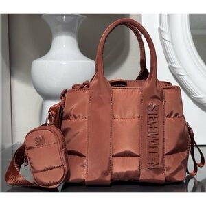 NWT STEVE MADDEN BBANDO SATCHEL CROSSBODY BAG W AIRPOD CASE WHISKEY SPICE